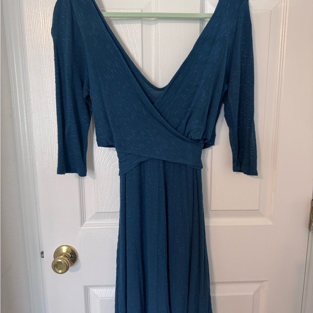 Anthropologie Deep Blue Long Sleeve Dress